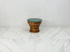 Karl Springer Karl Springer Copper Rain Drum Table With Original Textured Glass Top - 3459287