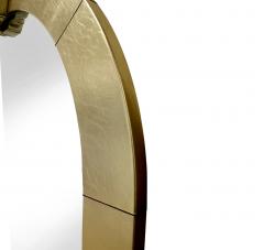 Karl Springer Karl Springer Dome Top Art Deco Mirror in Gold Leather 1991 signed  - 581449