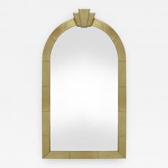 Karl Springer Karl Springer Dome Top Art Deco Mirror in Gold Leather 1991 signed  - 583837