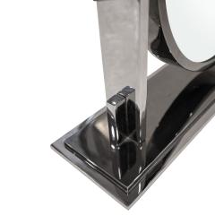 Karl Springer Karl Springer Double Sided Gunmetal and Chrome Vanity Mirror 1980s - 3399503