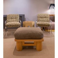 Karl Springer Karl Springer Dowelwood Ottoman in Solid Oak 1980s - 4331499