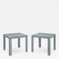 Karl Springer Karl Springer End Tables in Shagreen with Bone Inlays 1980s Signed  - 2122822