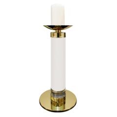 Karl Springer Karl Springer Exceptional Pair of Candle Holders in Lucite and Brass 1970s - 960775