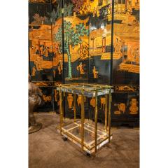 Karl Springer Karl Springer Exceptional Rare Serving Bar Cart in Brass and Lucite 1980s - 3102420