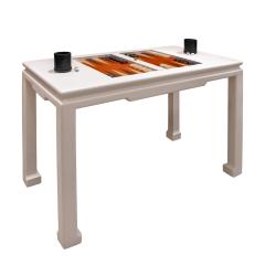 Karl Springer Karl Springer Exquisite Chinese Style Game Table in Lacquered Linen 1970s - 4260572