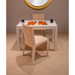 Karl Springer Karl Springer Exquisite Chinese Style Game Table in Lacquered Linen 1970s - 4260575