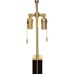 Karl Springer Karl Springer Exquisite Pair of Floor Lamps in Black Lacquer and Brass 1980s - 2363733