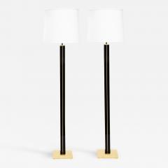 Karl Springer Karl Springer Exquisite Pair of Floor Lamps in Black Lacquer and Brass 1980s - 2367088