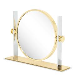 Karl Springer Karl Springer Extra Large Vanity Mirror in Polished Steel and Brass 1980s - 2343022