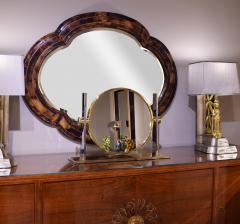 Karl Springer Karl Springer Extra Large Vanity Mirror in Polished Steel and Brass 1980s - 2343027