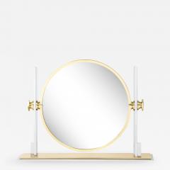 Karl Springer Karl Springer Extra Large Vanity Mirror in Polished Steel and Brass 1980s - 2347196