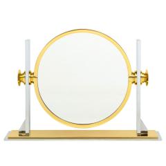 Karl Springer Karl Springer Finely Crafted Vanity Mirror in Polished Steel and Brass 1980s - 4460205