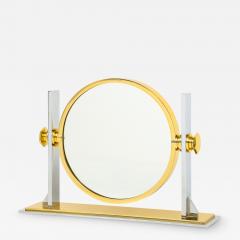 Karl Springer Karl Springer Finely Crafted Vanity Mirror in Polished Steel and Brass 1980s - 4460431