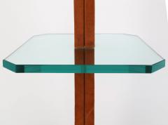 Karl Springer Karl Springer Floor Lamp In Suede And Chrome with Glass Table 1970s - 1525283