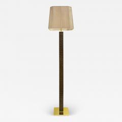 Karl Springer Karl Springer Floor Lamp in Deep Brown Crocodile with Brass Accents 1970s - 3643598