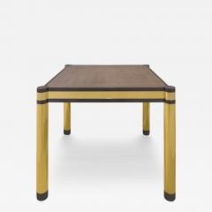 Karl Springer Karl Springer Game Table in Brass Gunmetal with Lizard Leather 1980s Signed  - 4014774