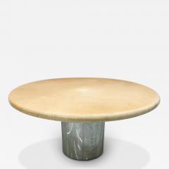 Karl Springer Karl Springer Goatskin Dining Table With Custom Chrome Drum Base - 3178827