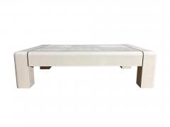 Karl Springer Karl Springer Heavy Parsons Lizard Skin Coffee Table w Gunmetal Inlay 1986 - 4009408