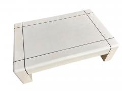 Karl Springer Karl Springer Heavy Parsons Lizard Skin Coffee Table w Gunmetal Inlay 1986 - 4009409