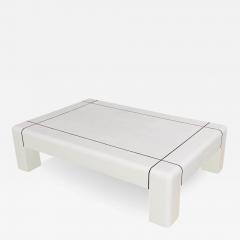 Karl Springer Karl Springer Heavy Parsons Lizard Skin Coffee Table w Gunmetal Inlay 1986 - 4010264