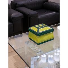 Karl Springer Karl Springer Hinged Box in Green Lacquer with Gold Foil 1970s - 4271996
