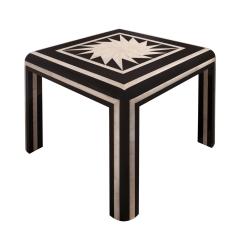 Karl Springer Karl Springer Impressive Game Table in Black Lacquer with Bone Inlays 1980s - 4287394