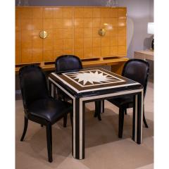 Karl Springer Karl Springer Impressive Game Table in Black Lacquer with Bone Inlays 1980s - 4287395