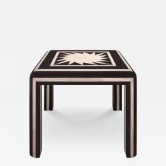 Karl Springer Karl Springer Impressive Game Table in Black Lacquer with Bone Inlays 1980s - 4288049