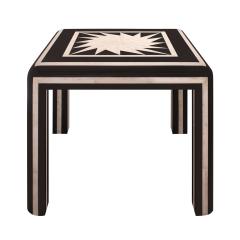 Karl Springer Karl Springer Impressive Game Table in Black Lacquer with Bone Inlays 1980s - 4288053
