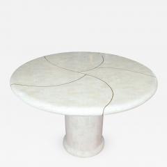 Karl Springer Karl Springer Inlaid Brass Tessellated Marble Pedestal Table - 411283