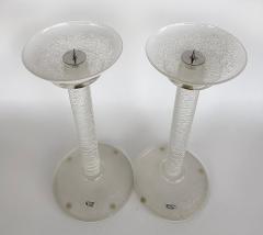 Karl Springer Karl Springer Italian Seguso Silver Infused Candlesticks 1980s a Pair - 4530037