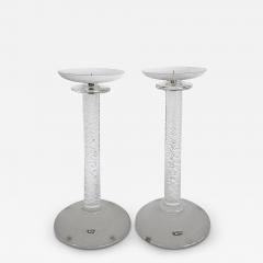 Karl Springer Karl Springer Italian Seguso Silver Infused Candlesticks 1980s a Pair - 4532584