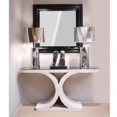 Karl Springer Karl Springer J M F Console Table in Sandstone with Bronze Mirror Top 1980s - 2306414