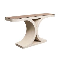 Karl Springer Karl Springer J M F Console Table in Sandstone with Bronze Mirror Top 1980s - 2306418