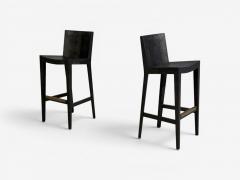 Karl Springer Karl Springer JMF Barstools Embossed Lizard Leather Brass USA 1986 - 4644671