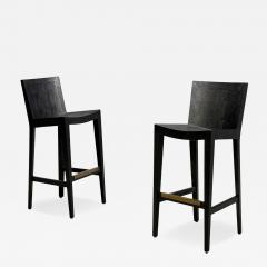 Karl Springer Karl Springer JMF Barstools Embossed Lizard Leather Brass USA 1986 - 4648426