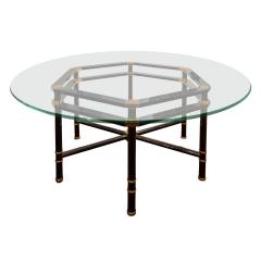 Karl Springer Karl Springer Jansen Style Dining Table in Polished Gunmetal and Brass 1980s - 2880733