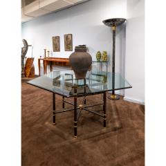 Karl Springer Karl Springer Jansen Style Dining Table in Polished Gunmetal and Brass 1980s - 2880737