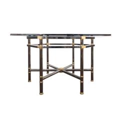 Karl Springer Karl Springer Jansen Style Dining Table in Polished Gunmetal and Brass 1980s - 2880738