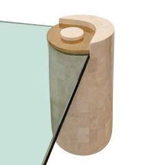Karl Springer Karl Springer Large Coffee Table with Sculpture Leg in Tessellated Coral 1980s - 3258446