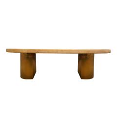 Karl Springer Karl Springer Large Dining Table in Goatskin with Brass Bases 1970s - 2529534