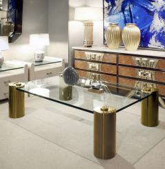 Karl Springer Karl Springer Large Sculpture Leg Coffee Table in Brass 1980s - 2469275