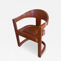 Karl Springer Karl Springer Leather Clad Modern Designer Desk Chair - 4361631