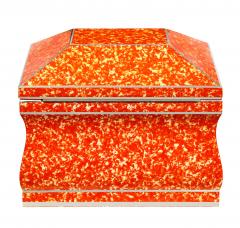 Karl Springer Karl Springer Lidded Box in Red and Yellow Textured Lacquer 1970s - 2269410