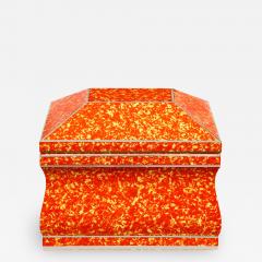 Karl Springer Karl Springer Lidded Box in Red and Yellow Textured Lacquer 1970s - 2271977