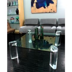 Karl Springer Karl Springer Lucite Leg Coffee Table with Thick Glass Top 1980s - 2820964