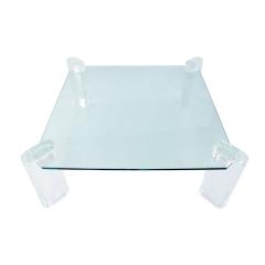 Karl Springer Karl Springer Lucite Leg Coffee Table with Thick Glass Top 1980s - 2820965