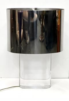 Karl Springer Karl Springer Lucite Table Lamp with Original Polished Steel Shade - 3045902