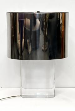 Karl Springer Karl Springer Lucite Table Lamp with Original Polished Steel Shade - 3045903
