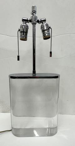 Karl Springer Karl Springer Lucite Table Lamp with Original Polished Steel Shade - 3045905